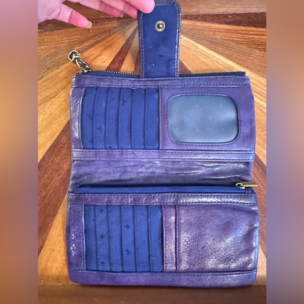 Sold Long Live Vintage Fossil Wallet Blue Lambskin - Picture 4 of 9